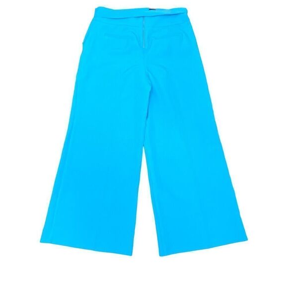 New York & Co Wide Leg High Rise Formal Dress Pants Blue Belted Petite Size 16P - Picture 2 of 7
